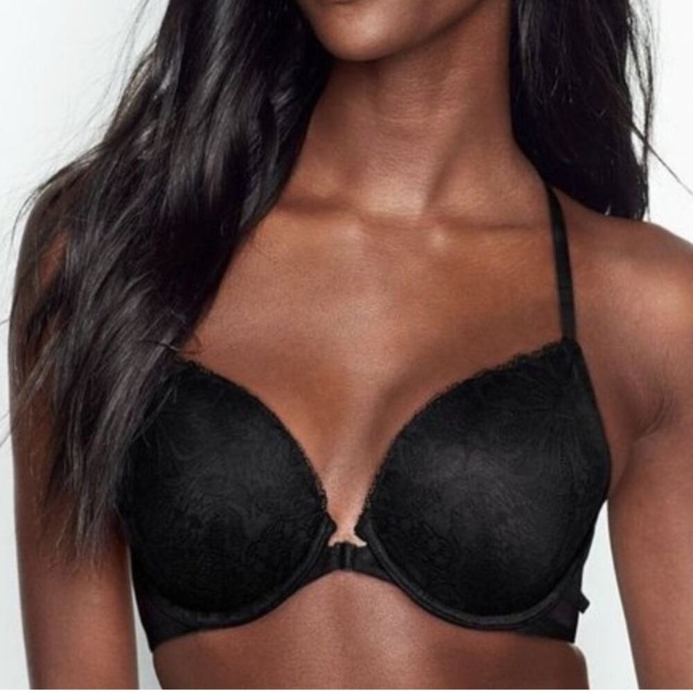 Victorias Secret Push Up Black Front Close Racerback Bra 32D